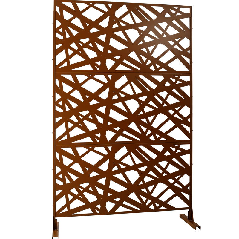 Clôture d'intimité 76 po x 48 po - Métal, autoportante pour le jardin. , Brun, rouille et décoloration, extérieur et intérieur