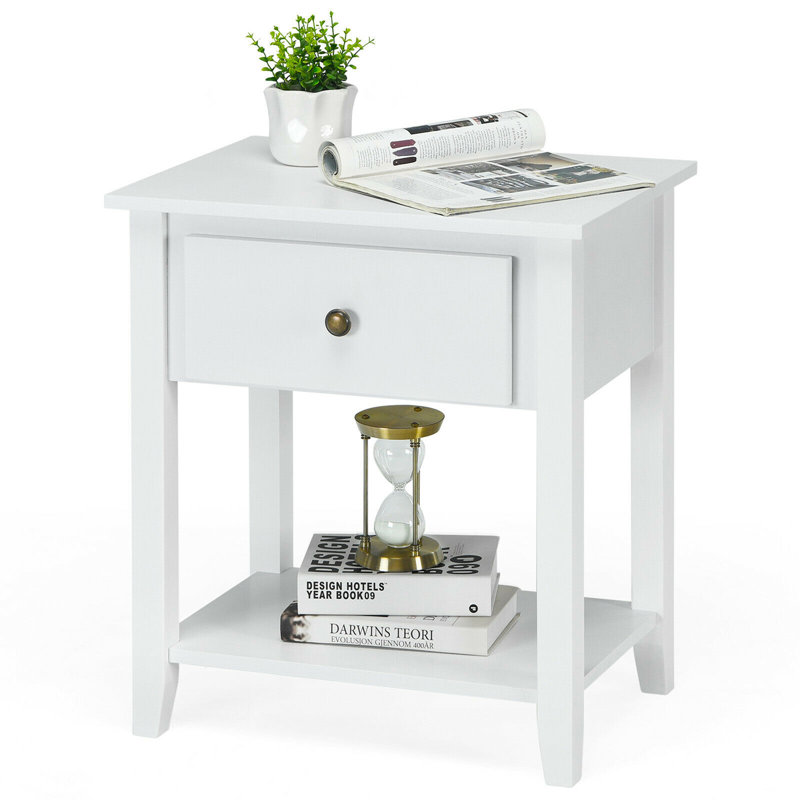 Table de chevet 1 tiroir Grose, Blanc