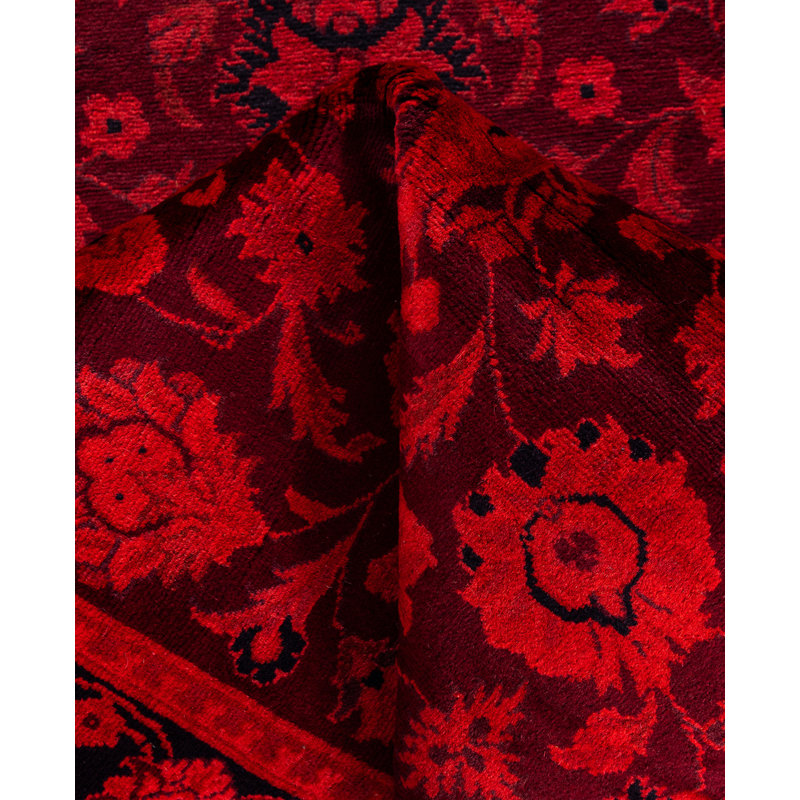 Overdyed Hand-Knotted Wool Modern-Contemporary Orange Runner 2' 7" x 11' 1"