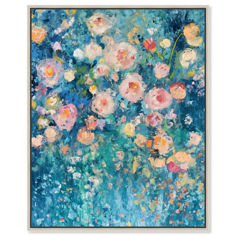 Undersea Petal III Canvas Abstract Print by Oliver Gal, Black Frame, 16 x 20, 37"H x 31"W, Silver Frame