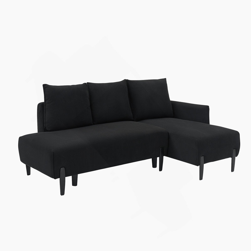 long, en tissu velours côtelé, avec trois coussins assortis et des sièges spacieux et confortables, pour le salon de bureau 