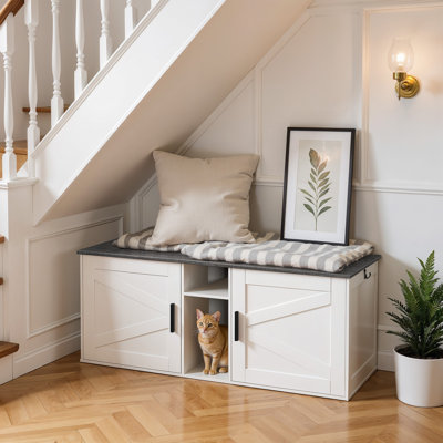 Double Cat Litter Box Enclosure Furniture
