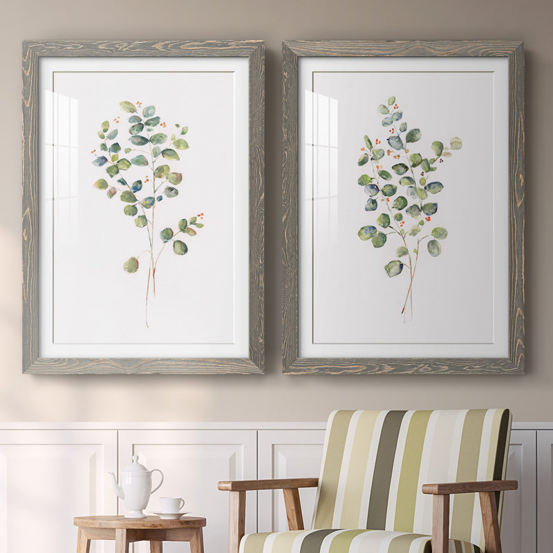 Eucalyptus I - reproduction encadrée Premium - prête à être accrochée, H 27,5 po x l 75 po x P 1,5 po, Gris