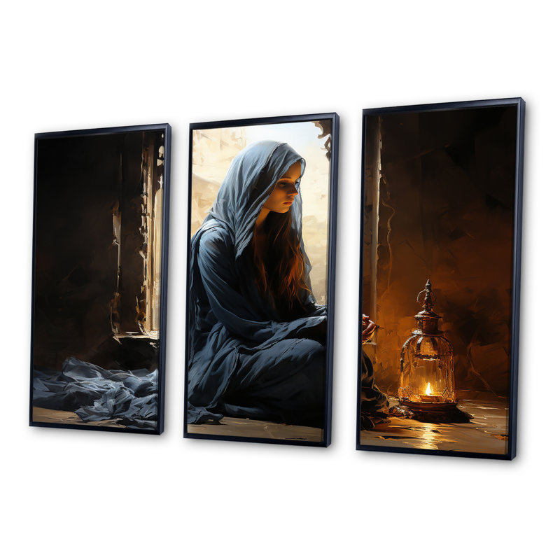 Ensemble de salon, art de l'Islam Salah, H 28 po x l 36 po, Cadre flottant noir