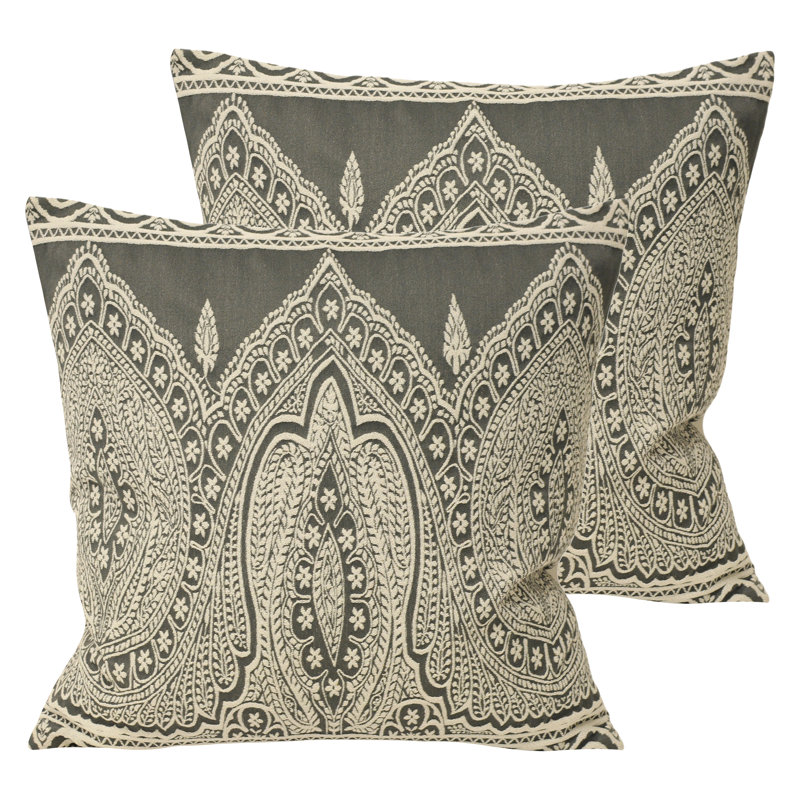 Paisley Square Cushion, Grey