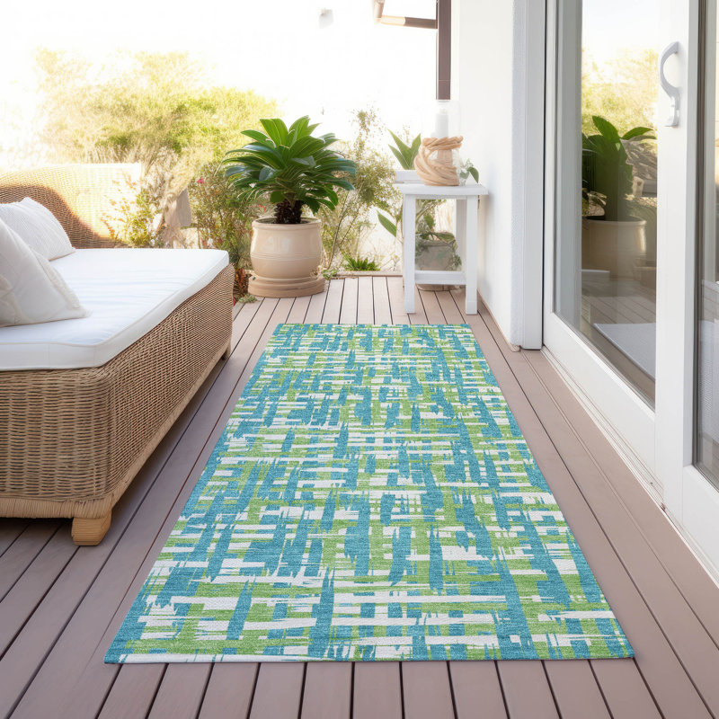 Tapis beige intérieur / extérieur lavable à la machine Chayden ACN1060, Tapis de couloir 2 pi 3 po x 7 pi 6 po