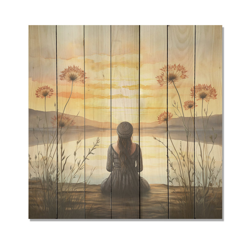Meditation Serenity By The Lake I - Méditation sur bois, H 30 po x l 30 po