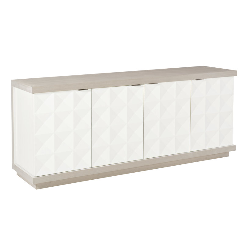 78" Gray and White Faux Anigre Buffet with 2 Drawers
