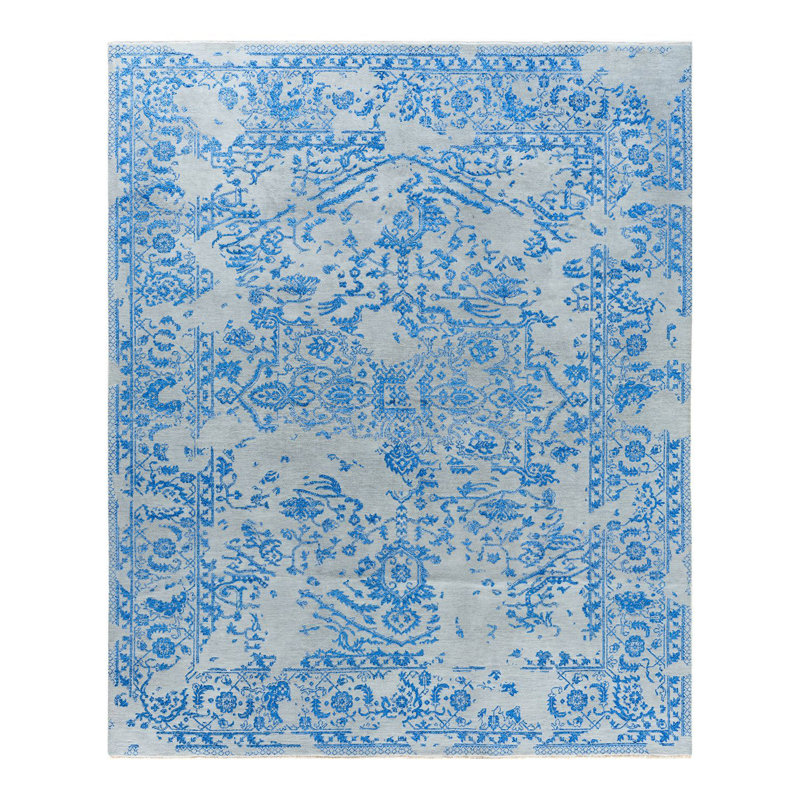 Tapis unique noué à la main beige Lynze de 8 pi 1 po x 9 pi 10 po