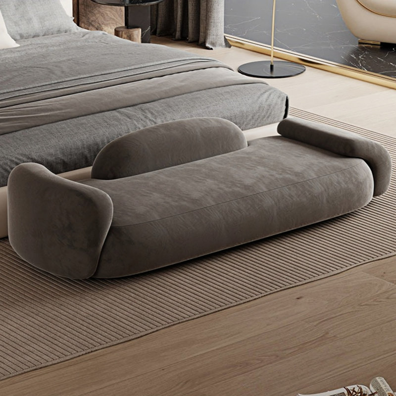 Banc rembourré en mélange de polyester Harnam, H 21,65 po x l 70,86 po x P 19,68 po, Gris