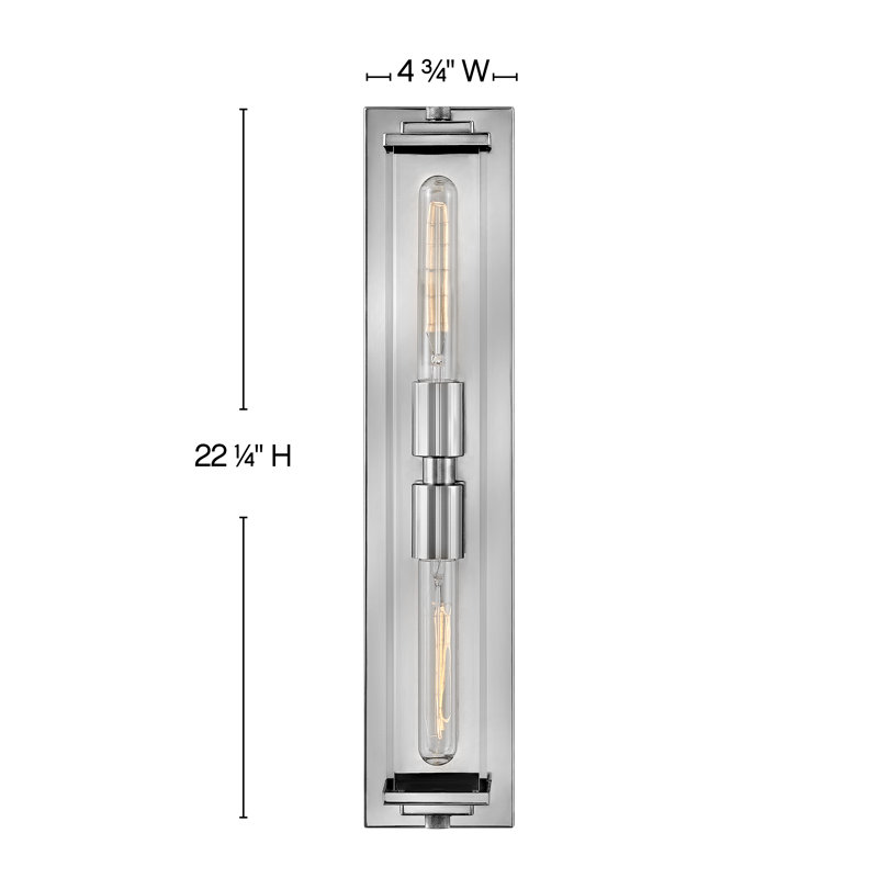 Henri Two-Light Bath Vanity Fixture, Polished Nickel