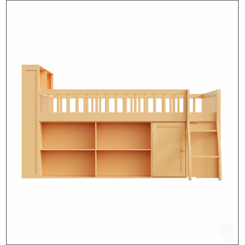Lit mezzanine élégant de taille Queen avec rangement et éclairage DEL, idéal pour les chambres modernes et peu encombrantes.