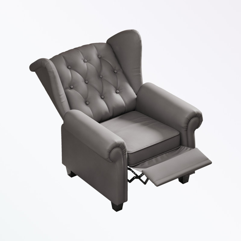 Fauteuil inclinable moderne capitonné avec pieds robustes en bois, Gris