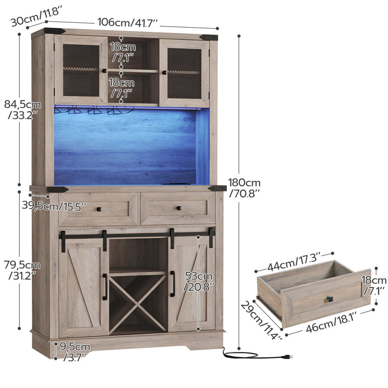 Armoire de bar Valerie, Gris