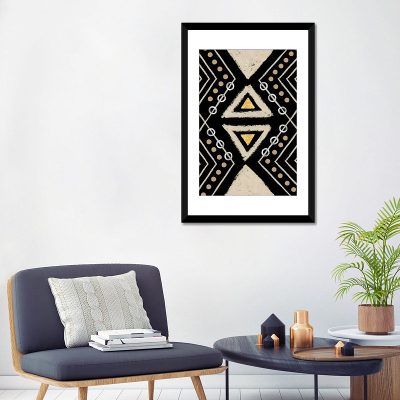 « motif i », impression sur toile, Papier d'art encadré noir, Blanc, H 32 po x l 24 po x P 1 po