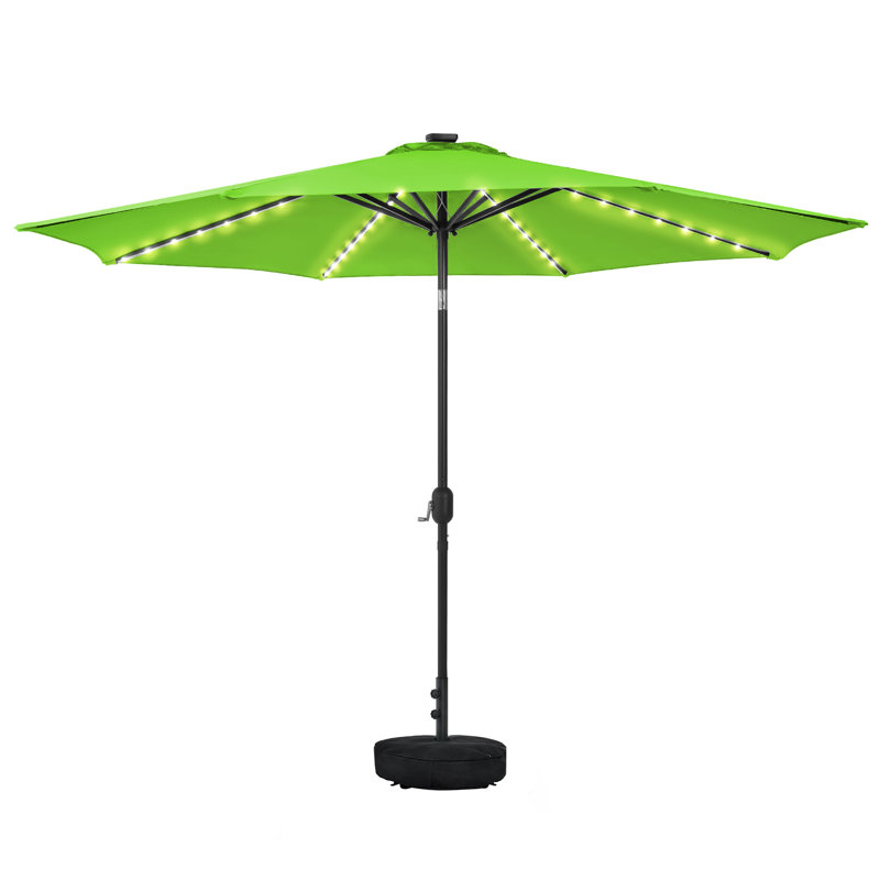 Parasol de patio avec base, Vert, H 98 po x l 120 po x P 120 po