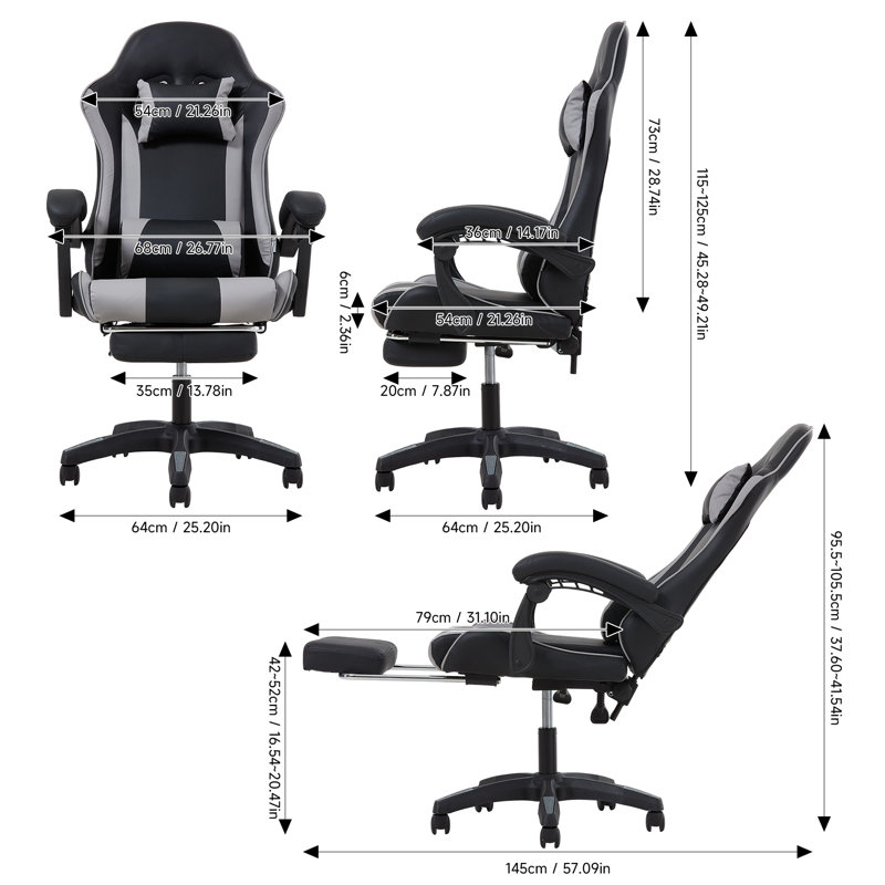 Rebrilliant PC & Racing Game Chair, Grey/Black