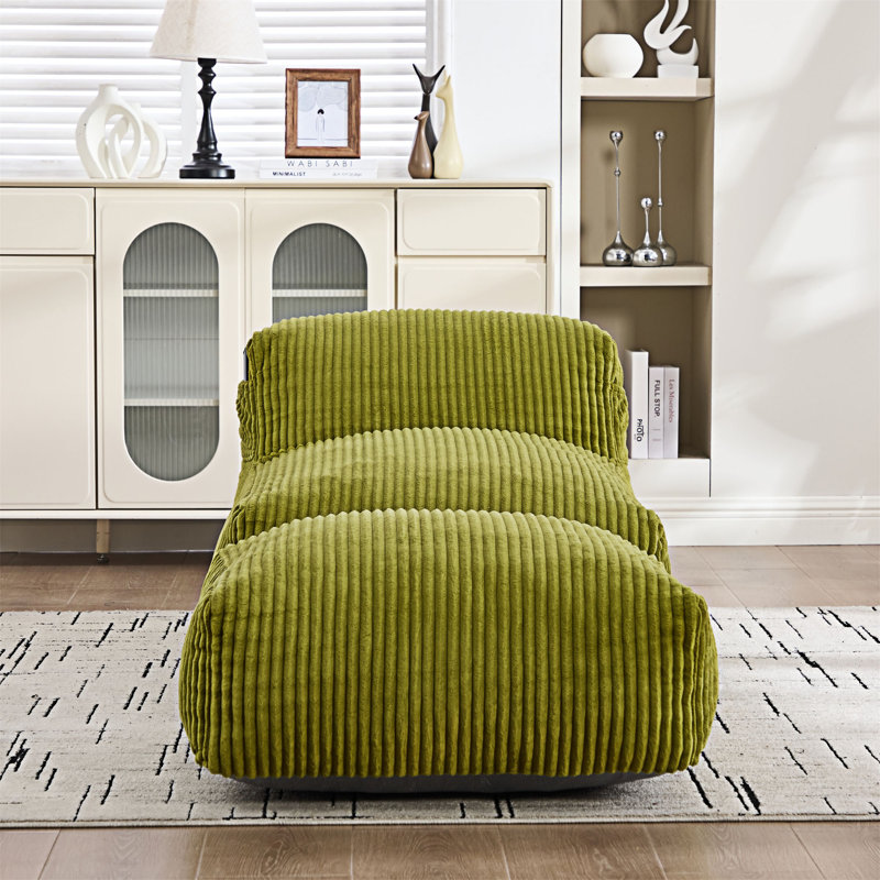 Fauteuil à billes avec repose-pieds, Olive