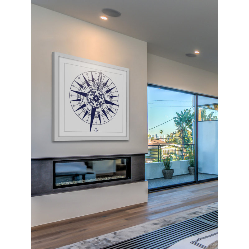 Blue Compass - Print on Canvas, 51cm H x 51cm W x 3.81cm D