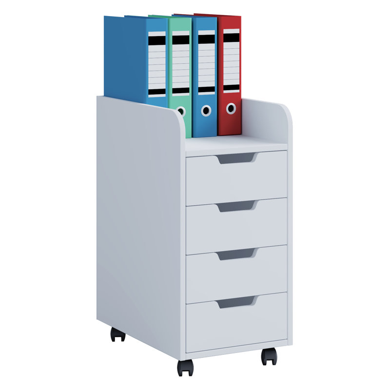 Fordham 33 cm W 4 -Drawer Solid Wood Filing Cabinet, White