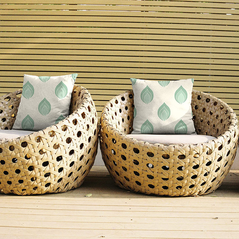 Indoor / Outdoor Ikat Green Square Throw Pillow Cover, 50.8cm x 50.8cm