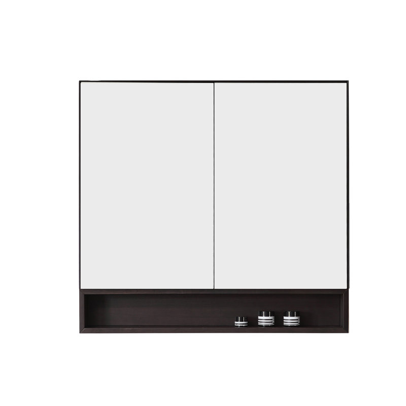 Bergen 36" Medicine Cabinet, Matte Black/Dark Walnut