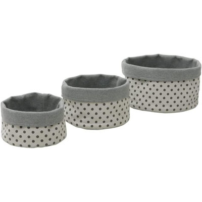 MantraRaj 3Pcs Round Fabric Storage Baskets Decorative Round Baskets For Home Décor (Cream)
