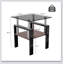 Ensemble de 2 tables basses et tables de bout modernes en verre trempé, durables et élégantes avec couche de panneau de fibres à densité moyenne pour un rangement supplémentaire-2032284838-2032284839