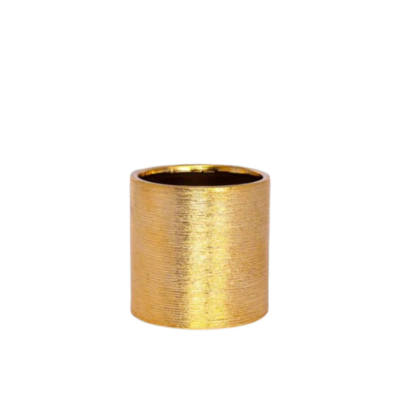Ceramic Round Vase Gloss Finish Gold, 7" H x 7" W x 7" D