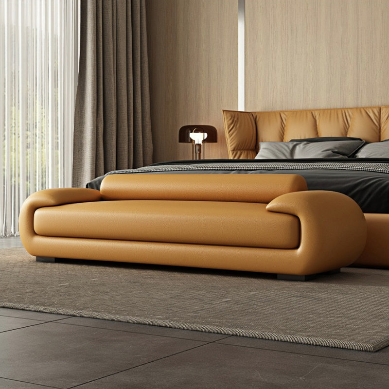 Classic Fashion Bed Stool Upholstered Bench, Orange, 25.59" H x 78.74" W x 19.68" D