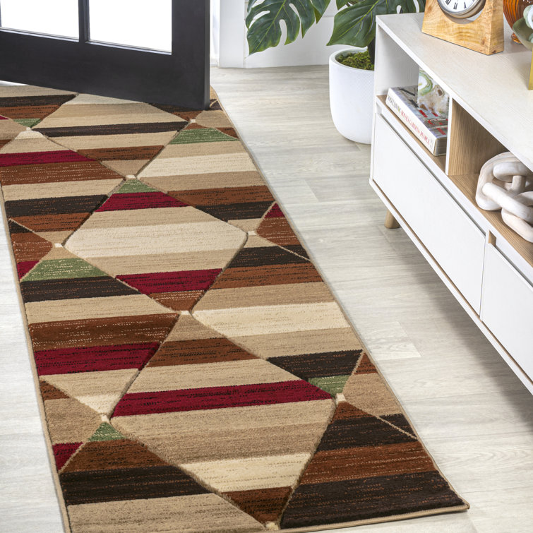 Kehoe Retro Diamonds Geometric Red/Brown/Cream Rug