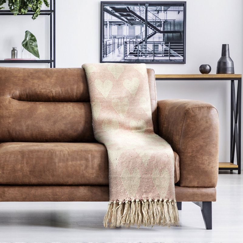 Gehmlich Hand Woven Throw Blanket, 178cm W x 254cm L, Blush Pink
