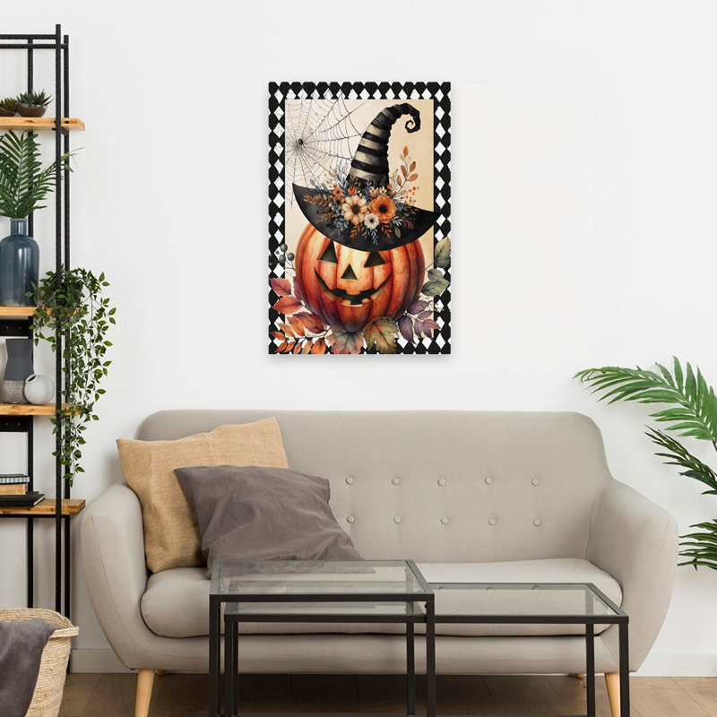 Citrouille d'Halloween rétro, H 24 po x l 16 po