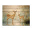 Famille de chevreuils au bord de la rivière - Décoration murale moderne en bois sur bois de pin naturel-1006034986