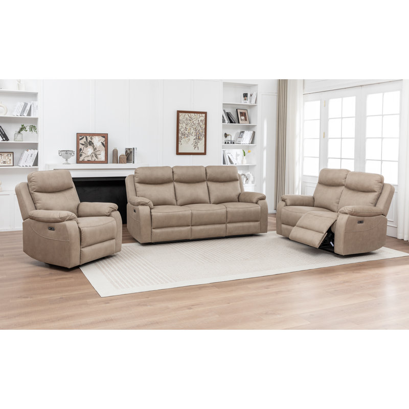 Conrad Fabric Manual Reclining Sofa , 2, Stone