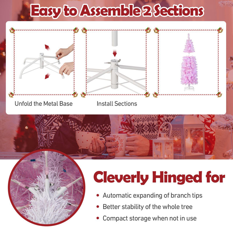 Arbre de Noël artificiel éclairé, H 5 pi