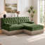 Canapé d'angle moderne en forme de L, respirant et confortable, style Chesterfield avec jupe à pompons, combinaison libre, facile à assembler, pour salon et chambre.-1433523025-1433523030