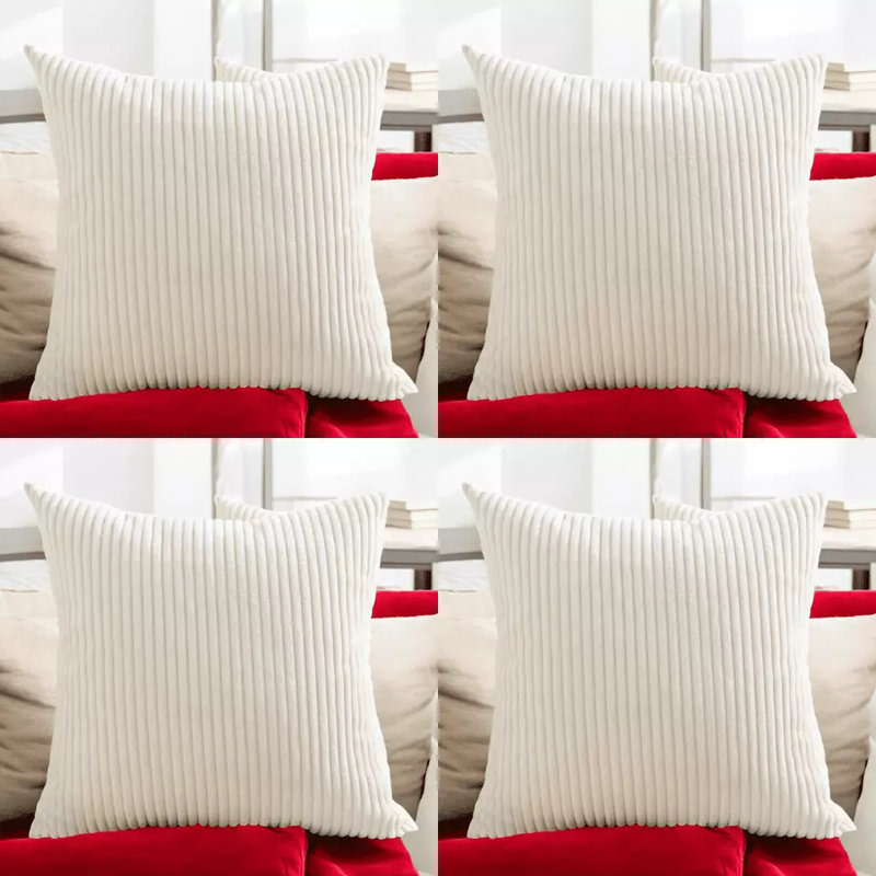 Antimo Indoor / Outdoor Cream Square Throw Cushion Cover Pack Of 4