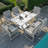 Faiha 6 Seat Rectangular Aluminium Dining Set - with Rising Table - White