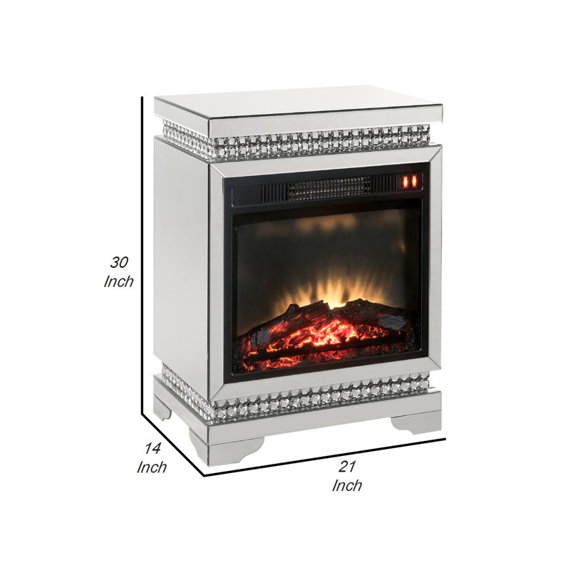 Annemore Mirrored 21'' Electric Fireplace with Faux Diamonds