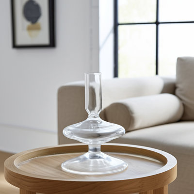 5" H Glass Sculptural Taper Candle Holder with Rounded Base