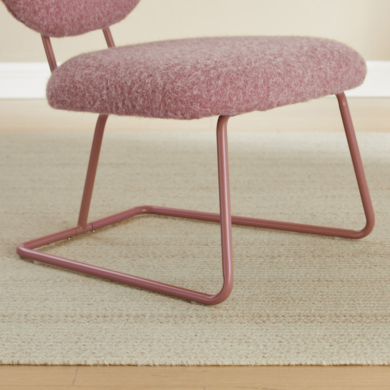 Striking Armless Accent Chair, Pink Polyester