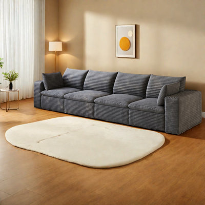 Canapés en nuage à compression, canapé moderne modulaire en velours côtelé de 134 pouces pour la maison