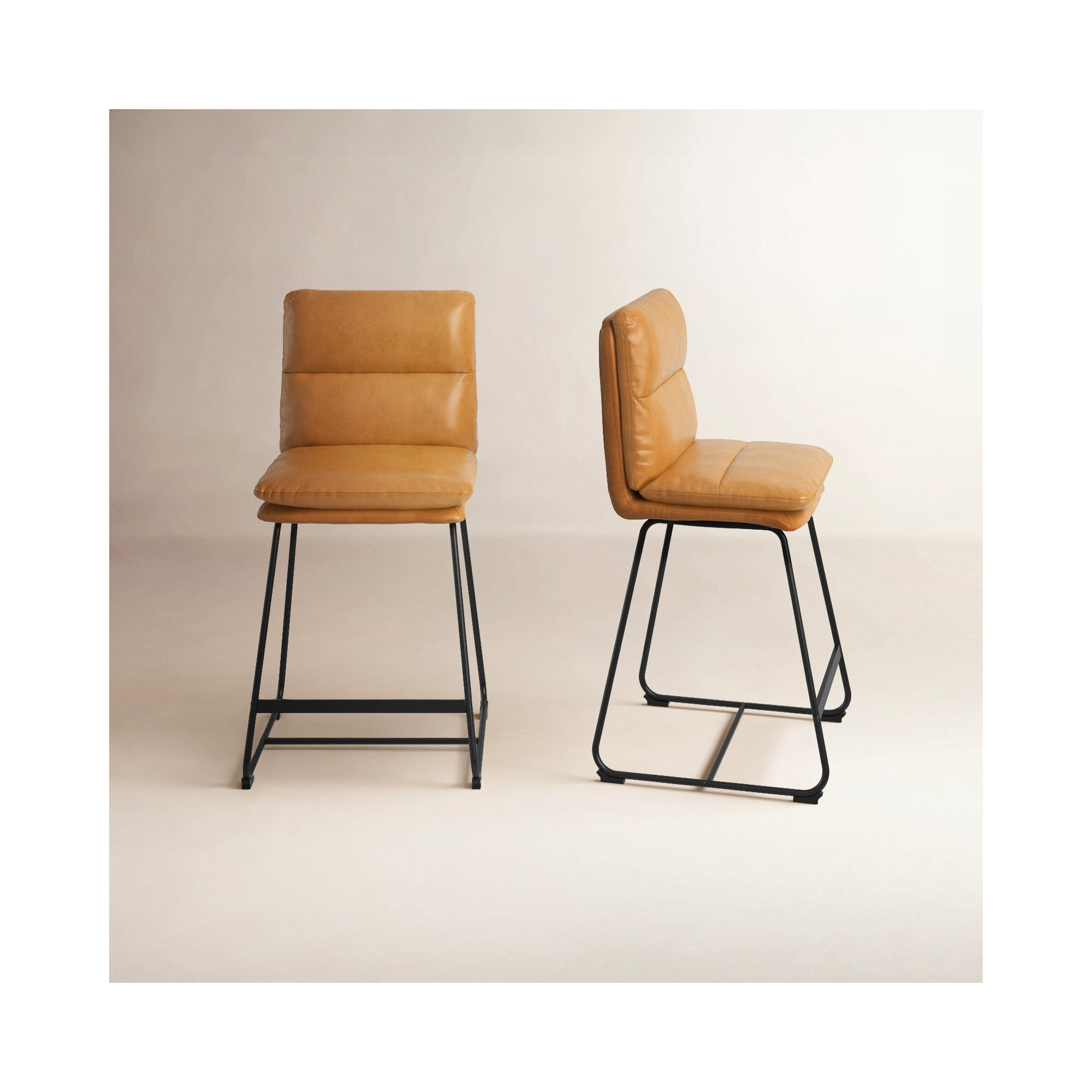 Volana Bar & Counter Stool, Counter Stool (26.5" Seat Height), Cappuccinno Faux Leather