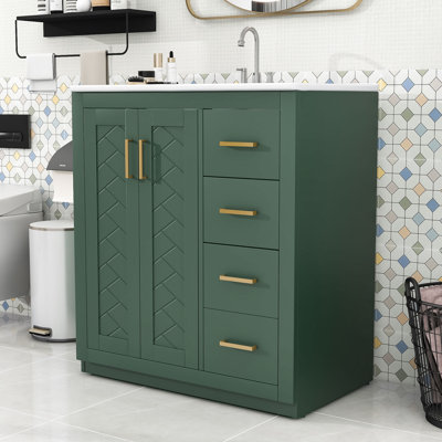 Camuto Modern Freestanding Single Bathroom Vanity with Ceramic Undercounter Sink and Ample Storage