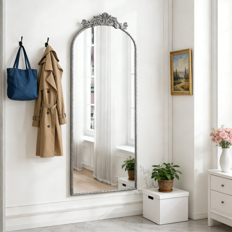 Miroir mural 58 po x 24 po, Argent antique