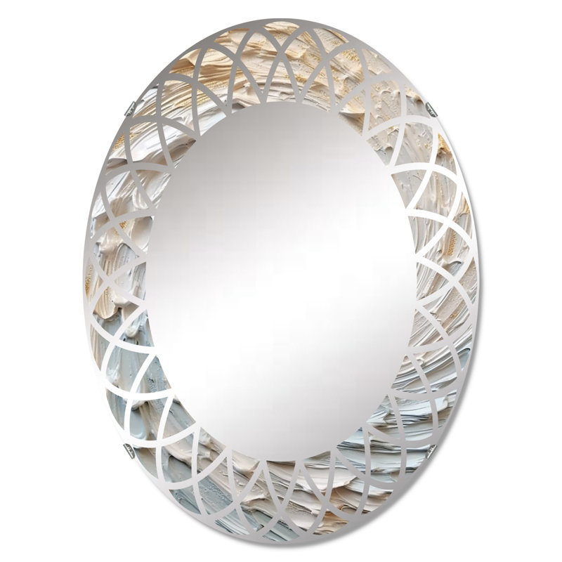 Gold Cream Enchanted Whirls Wall Mirror, Abstract Spirals Modern - Gold and Cream Enchanted Whirls III, 30" x 20"