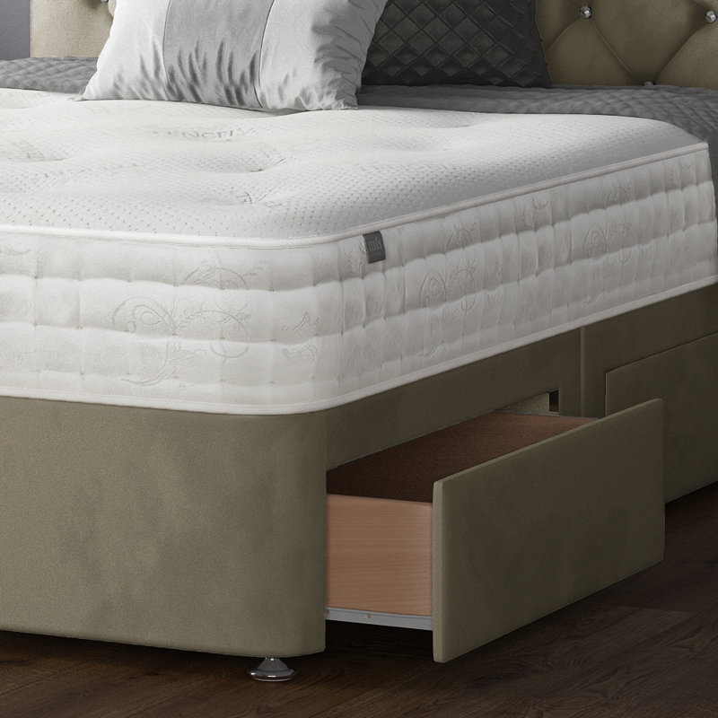 Eberhardt Upholstered Divan Bed, Single (3'), Coffee, 2 Left Drawers