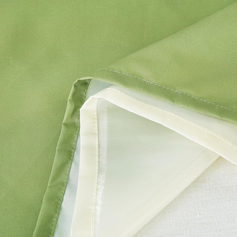 Ivory and Green Bamboo Embroidery Light-Filtering Window Panel
