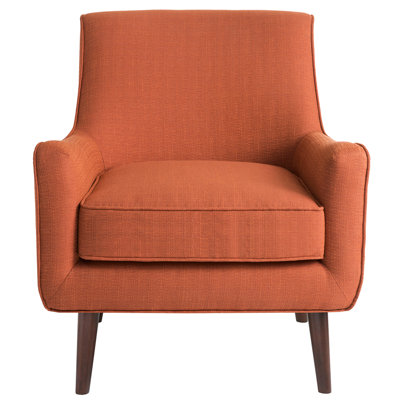 Chaise d'appoint Mid-Century en bois massif avec revêtement rembourré orange brûlé et bois francs sélectionnés